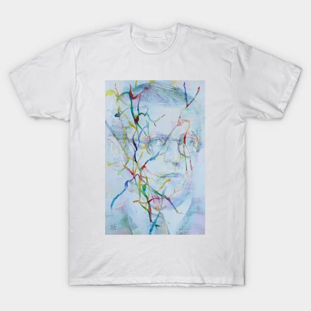 SARTRE watercolor and acrylic portrait T-Shirt by lautir